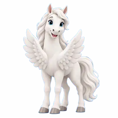 The ZLO mascot, a white winged horse, bowing in welcome